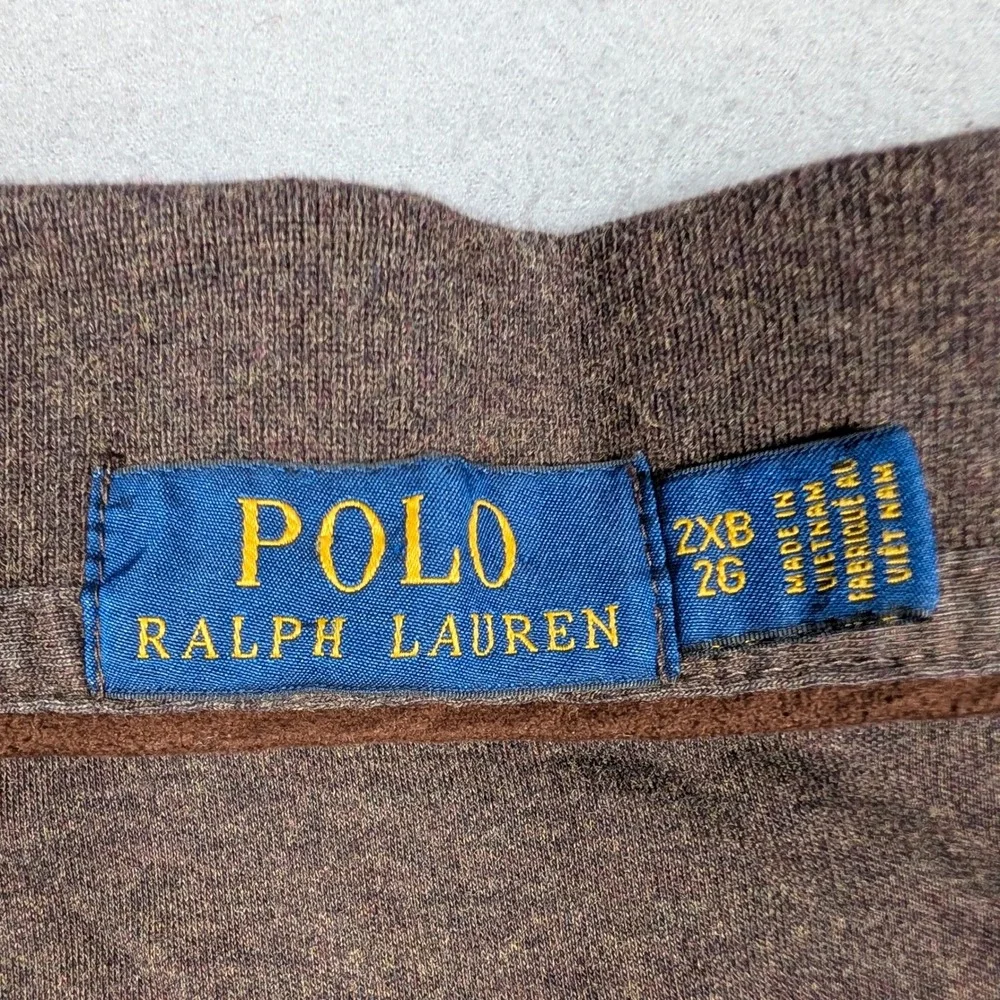 Polo Ralph Lauren Polo Shirt Mens 2XB Brown Long Sleeve Cotton Flesh Pony